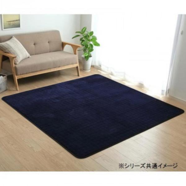 イケヒコ ラグ 滑りにくい 暖かい 保温 蓄熱 断熱 アルミ 無地 ネイビー 約200×240cm ...