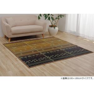 イケヒコ ラグ マット い草 ギャベ 自然素材 抗菌防臭 不織布 ブラウン 約60×180cm ギャ...