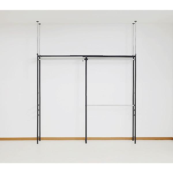 ツッパリクローゼットハンガーラック（奥行30cmロータイプ) ワイド SK-80L W(BK) ブラ...