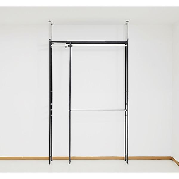 ツッパリクローゼットハンガーラック（奥行30cmハイタイプ) ワイド SK-80H W(BK) ブラ...