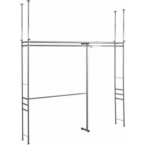 ツッパリクローゼットハンガーラック (奥行30cm)ロータイプ スーパーワイド シルバーメタリック ...