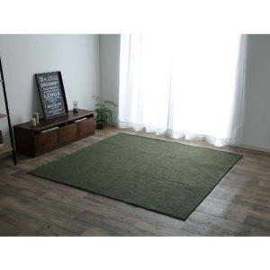 イケヒコ ラグ カーペット マット 2畳 ジャガード グリーン 約185×185cm(ホットカーペット対応) カジュアル グリーン 9831321  -お取り寄せ品-｜applied-net