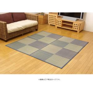 イケヒコ い草花ござカーペット 「DXパルコ裏貼CP」 ブルー 江戸間2畳(約174×174cm) (裏:不織布) シンプル ブルー 4803202  -お取り寄せ品-｜applied-net