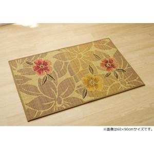 イケヒコ 玄関 マット 室内 おしゃれ 日本製 国産 い草 自然素材 花柄 モダン ベージュ 約60...