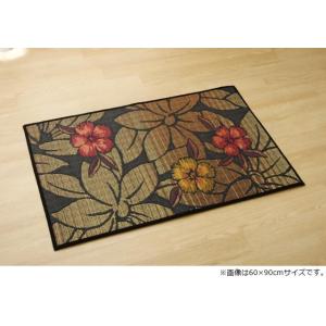 イケヒコ 玄関 マット 室内 おしゃれ 日本製 国産 い草 自然素材 花柄 モダン ブラック 約60×90cm モダン ブラック 8817760  -お取り寄せ品-｜applied-net
