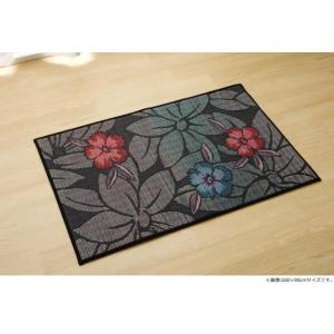 イケヒコ 玄関 マット 室内 おしゃれ 日本製 国産 い草 自然素材 花柄 モダン ブルー 約60×90cm モダン ブルー 8817860  -お取り寄せ品-｜applied-net