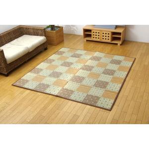 イケヒコ 純国産 防音 ボリューム い草ラグ 「STクレスタ」 ブラウン 約191×191cm(裏:ソフトテック15mm) カジュアル ブラウン 8223720  -お取り寄せ品-｜applied-net