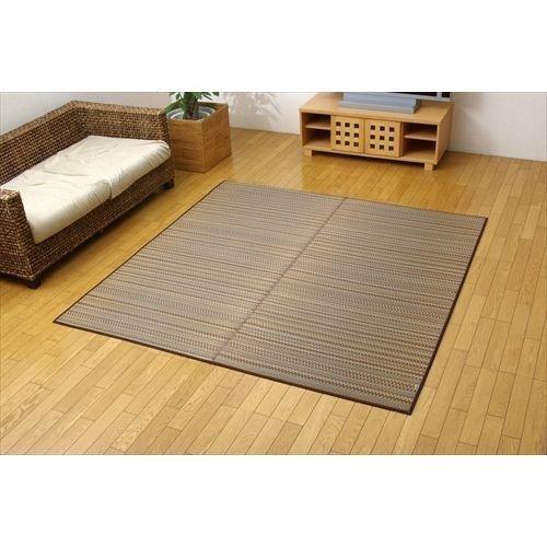 イケヒコ 純国産 い草ラグカーペット 「Ｆバリアス」 ブラウン 約191×191cm(裏:ウレタン)...