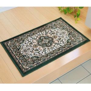 イケヒコ 玄関マット 洗える モケット織り 王朝柄 「メンデル」 グリーン 約約67×110cm 滑りにくい加工 クラシック グリーン 2027770  -お取り寄せ品-｜applied-net