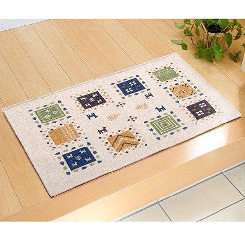 イケヒコ 玄関マット 洗える ギャベ柄 「ギャベル」 アイボリー 約50×80cm 滑りにくい加工 ...