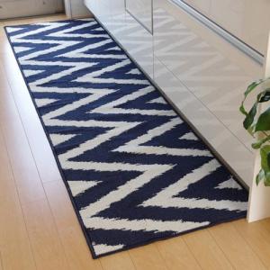 イケヒコ キッチンマット 「ベイク」 ネイビー 約65×252cm 北欧 ネイビー 2035849  -お取り寄せ品-｜applied-net