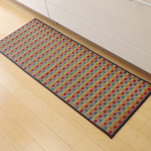 イケヒコ キッチンマット 240 い草ドット柄 マルチ 「ドロップ」 約80×240cm (裏面:滑りにくい加工) カジュアル マルチ 8231120  -お取り寄せ品-｜applied-net