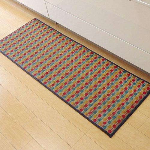 イケヒコ キッチンマット 240 い草ドット柄 マルチ 「ドロップ」 約80×240cm (裏面:滑...