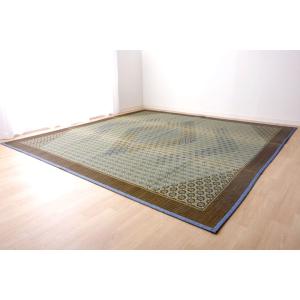 イケヒコ い草ラグ 国産 ラグ カーペット 約3畳 正方形 「DX組子」 グレー 約191×250cm (裏:不織布) 和風 グレー 1715380  -お取り寄せ品-｜applied-net