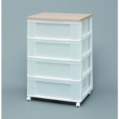 アイリスオーヤマ ウッドトップチェスト W654P ホワイト/フレンチオーク 0501-496757...