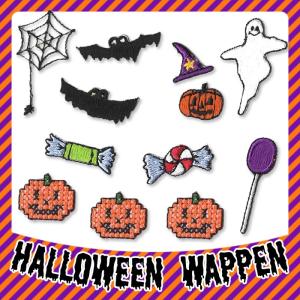 【未仕立て】九寸名古屋帯　刺繍アップリケ　魔女の帽子　コウモリと月　ハロウィン ハロウィン 黒猫 魔女帽子 コウモリマント オーナメント 置物 雑貨