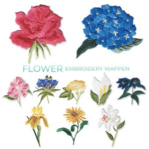 フラワー刺繍ワッペン C ・ 植物 花 バラ 紫...の商品画像