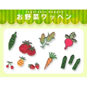 刺繍ワッペン 中サイズ 3個入り ・ くだもの いちご イチゴ さくらんぼ
