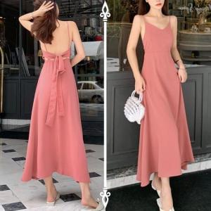 訳ありセール格安 アンジュナ Anjuna レディース ワンピース ドレス ロング トップス サーモンピンク 気質アップ