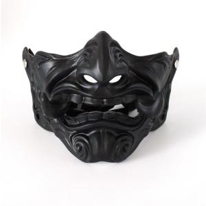 般若 お面 和風 怖い ハーフマスク 鬼 半面具 置物 ハロウィン 節分 コスプレ 仮装 パフォーマンス 舞台 撮影 装飾品 小道具 ディスプレイ 個性的 かっこいい 黒