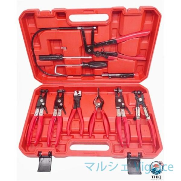 ユニバーサル フレキシブルホースバンド ホースクランププライヤー 脱着工具 9点セット