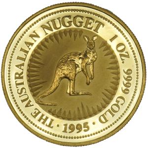 中古AB/使用感小 貨幣 カンガルー 金貨 純金 1オンス 1oz 約31.1g 1995年 オーストラリア ナゲット コイン 硬貨 24金 K24 20517382043