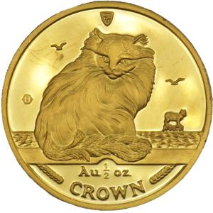 中古B/標準 貨幣 マン島 キャットコイン 1995年 ターキッシュキャット 1/2オンス 1/2oz 猫 エリザベス2世 金貨 純金 硬貨 20521916040