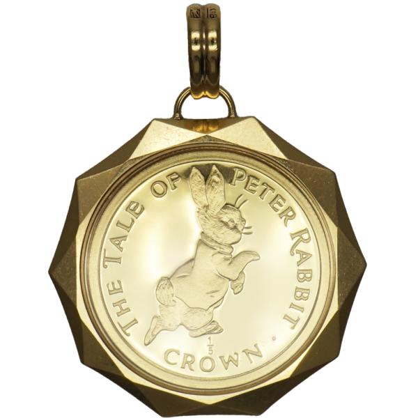 中古AB/使用感小 コイン：K24/枠：K18 ペンダントトップ 純金 ピーターラビットコイン 19...