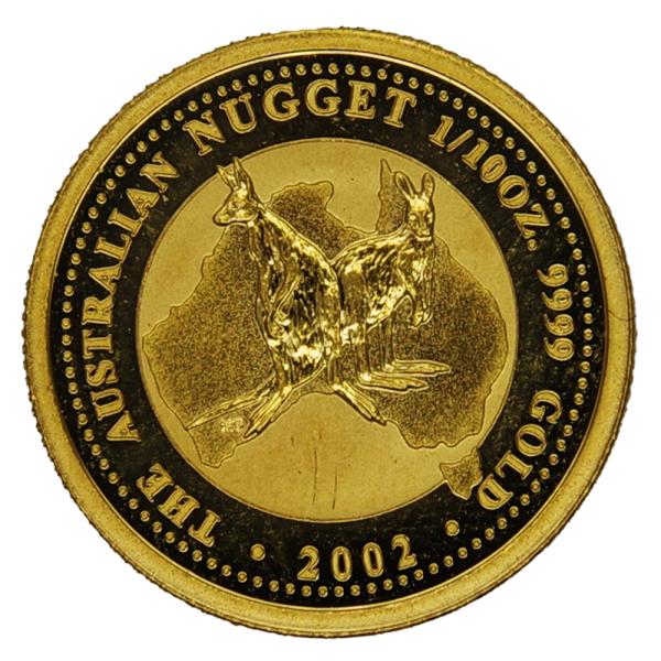 中古AB/使用感小 貨幣 カンガルー 金貨 純金 1/10oz 約3.1g 2002年 オーストラリ...
