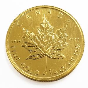 未使用 エリザベス2世 10ドル 金貨 1991 メイプルリーフ 1/4oz K24