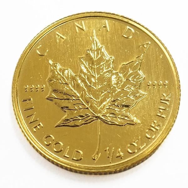 【中古AB/使用感小】 24金 メイプルリーフ 金貨 1/4オンス 1/4oz ランダムイヤー カナ...