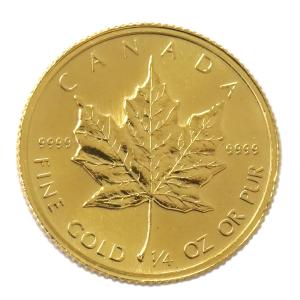 中古AB/使用感小】 24金 メイプルリーフ 金貨 1/4オンス 1/4oz