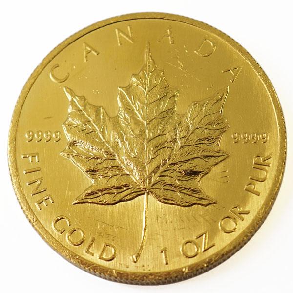 【中古AB/使用感小】 24金 メイプルリーフ 金貨 1オンス 1oz ランダムイヤー カナダ 地金...