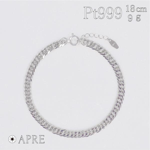Pt1000 ブレスレット 純プラチナ 喜平 ダブル6面 16〜18cm アジャスター付 9g 造幣...