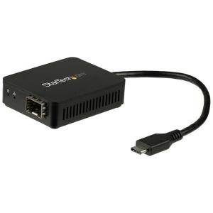 StarTech US1GC30SFP ブラック USB-C 光ファイバ変換アダプタ オープンSFP 1000Base-SX/LX Win/ Mac/ Linux対応 メーカー直送