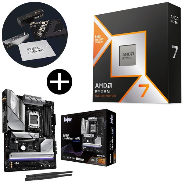 AMD Ryzen 7 9800X3D CPU + ASRock B850 LiveMixer Wi...