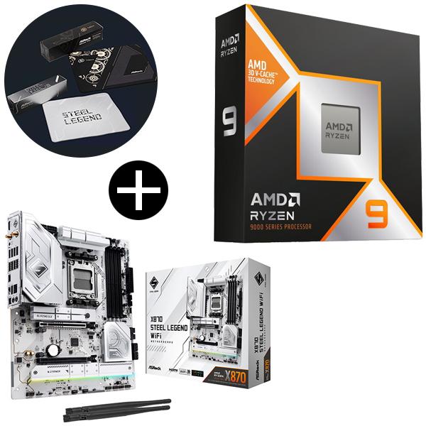 AMD Ryzen 9 9950X3D CPU + ASRock X870 Steel Legend...
