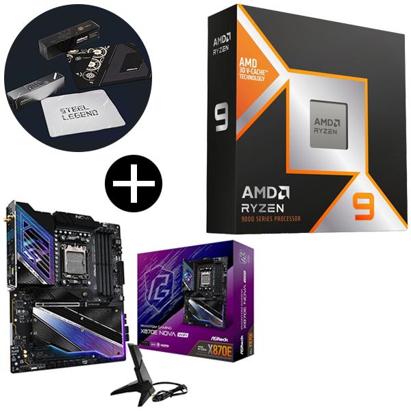 AMD Ryzen 9 9950X3D CPU + ASRock X870E Nova WiFi P...