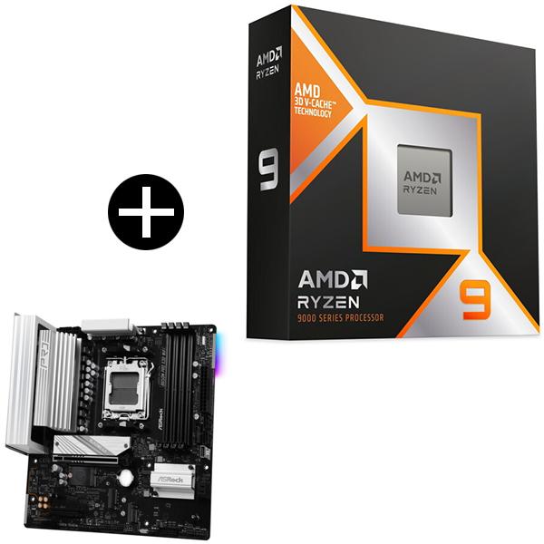 AMD Ryzen 9 9950X3D CPU + ASRock B650M Pro X3D WiF...