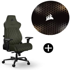 Corsair TC500 LUXE Sherwood (CF-9010068-WW) ダークグリーン ゲーミングチェア + Corsairチェアマット セット