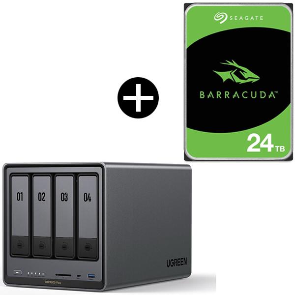 UGREEN DXP4800Plus NASync NAS 4ベイ + Seagate ST2400...