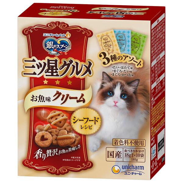 ユニチャーム 銀のスプーン三ツ星グルメ お魚味クリーム シーフードレシピ3種のアソート 180g