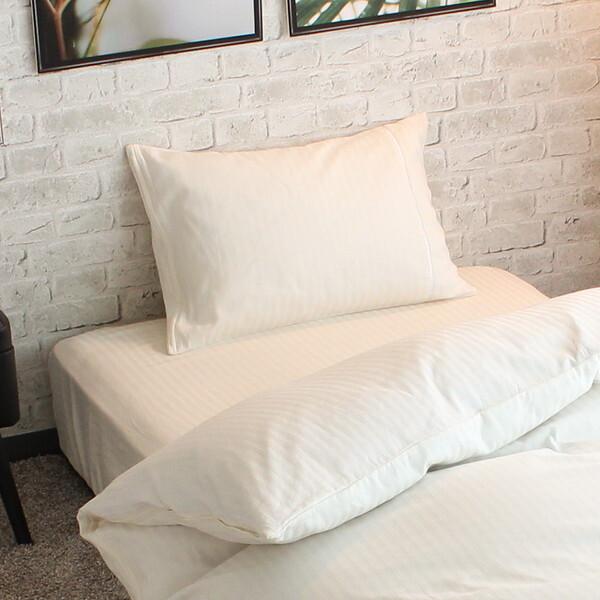 小栗 メリーナイト inico(イニコ)シリーズ ピロケース アデール サテン調ストライプ ハシゴレ...