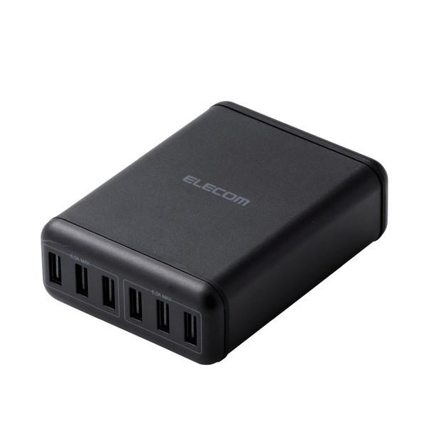 ELECOM MPA-ACD03BK スマートフォン・タブレット用AC充電器 USB-A6ポート(お...