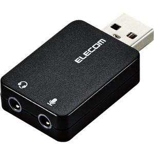 オーディオ変換アダプタ ELECOM エレコム USB-AADC01BK USB-φ3.5mm オーディオ出力 マイク入力 直挿し コンパクト ブラック｜aprice