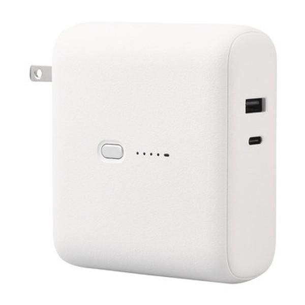 ELECOM DE-AC07-10000WF モバイルバッテリー コンセント一体型 10000mAh...