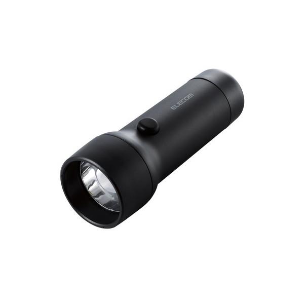 ELECOM DE-KD05BK 懐中電灯 LEDライト 4段階光量調節 電池式 単3電池 防水・防...
