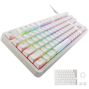 ELECOM TK-VK310SWH ゲーミングキーボード 有線 着脱式ケーブル RGB メカニカル (銀軸/スピードリニア) V custom ホワイト メーカー直送｜aprice