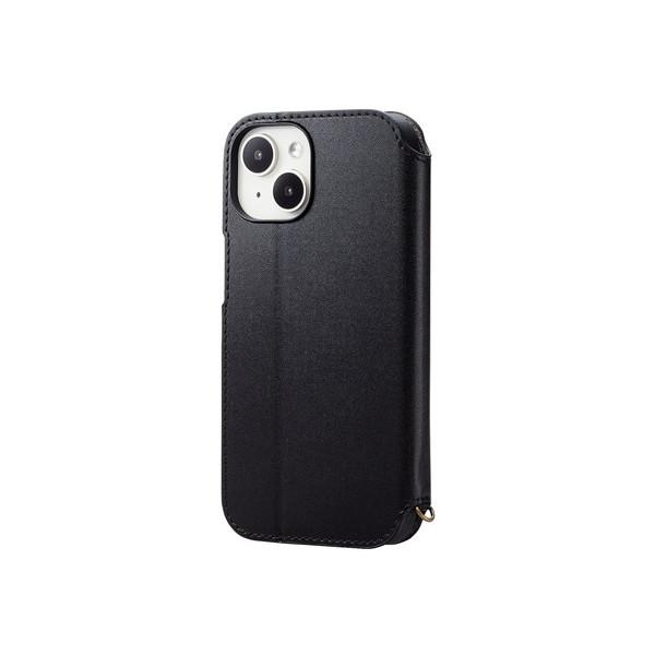 スマホケース ELECOM エレコム PM-A23APLFY2BK iPhone15 レザー 手帳型...