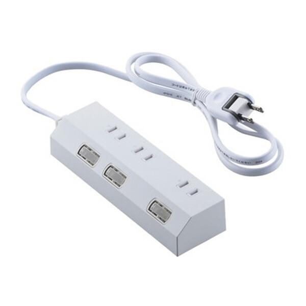 ELECOM T-IS01M-2310WH 電源タップ 延長コード 1m コンセント 3個口 ほこり...